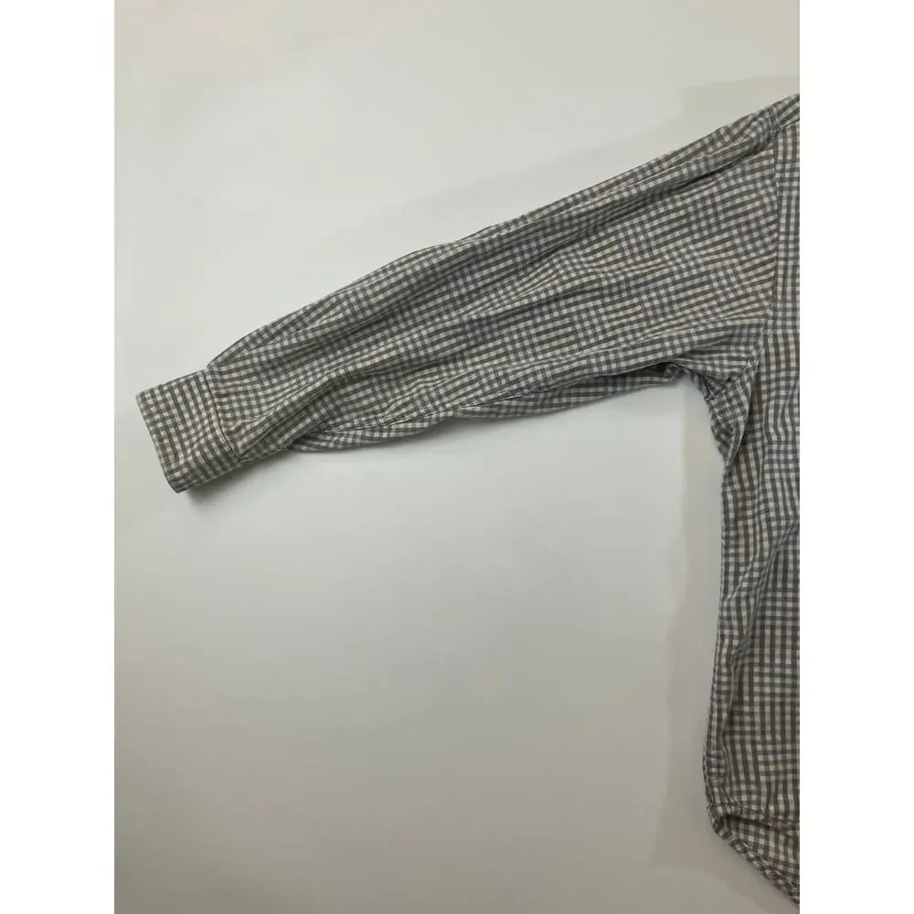 Re-Union Menswear Men’s L Plaid Button Up Shirt 100% Cotton Made Hong Kong